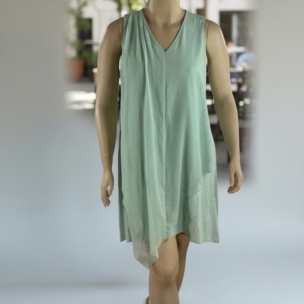 Soft Surroundings petite M green Amalfi cotton/modal tank sheath dress MM
